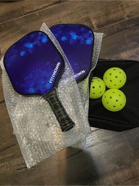 FITPROWIN Blue Pickleball Paddle Set with Neon Yellow Balls - Brand new!